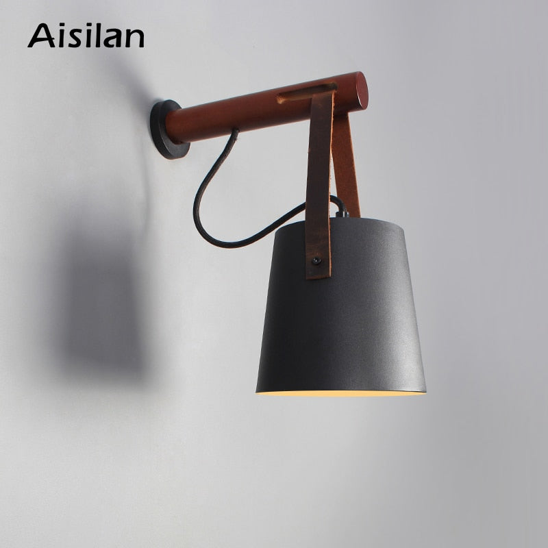 Aisilan LED Wall Lamps  for Living Room/Bed Room/Corridor Wall Sconces Light E27 Bulb Nordic Wooden  Wall Light