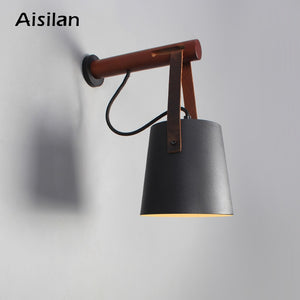 Aisilan LED Wall Lamps  for Living Room/Bed Room/Corridor Wall Sconces Light E27 Bulb Nordic Wooden  Wall Light