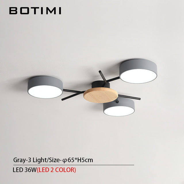 BOTIMI New Arrival Modern LED Chandelier With Round Gray Metal Lampshades For Living Room Nordic Ceiling Mounted Bedroom Lustre