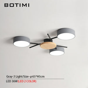 BOTIMI New Arrival Modern LED Chandelier With Round Gray Metal Lampshades For Living Room Nordic Ceiling Mounted Bedroom Lustre