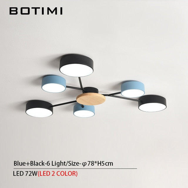 BOTIMI New Arrival Modern LED Chandelier With Round Gray Metal Lampshades For Living Room Nordic Ceiling Mounted Bedroom Lustre