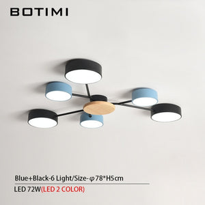 BOTIMI New Arrival Modern LED Chandelier With Round Gray Metal Lampshades For Living Room Nordic Ceiling Mounted Bedroom Lustre
