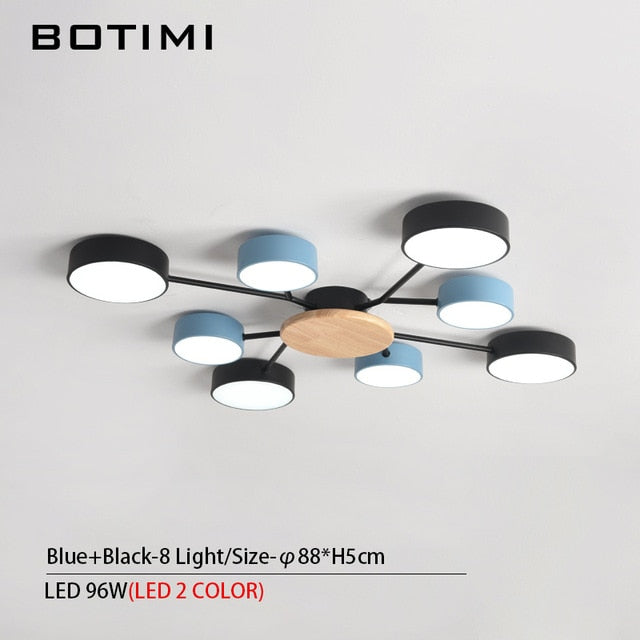 BOTIMI New Arrival Modern LED Chandelier With Round Gray Metal Lampshades For Living Room Nordic Ceiling Mounted Bedroom Lustre