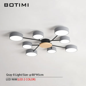 BOTIMI New Arrival Modern LED Chandelier With Round Gray Metal Lampshades For Living Room Nordic Ceiling Mounted Bedroom Lustre