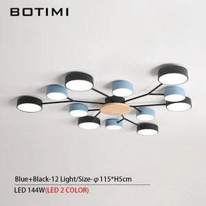 BOTIMI New Arrival Modern LED Chandelier With Round Gray Metal Lampshades For Living Room Nordic Ceiling Mounted Bedroom Lustre