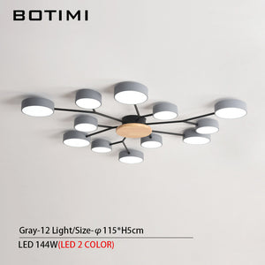 BOTIMI New Arrival Modern LED Chandelier With Round Gray Metal Lampshades For Living Room Nordic Ceiling Mounted Bedroom Lustre