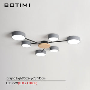 BOTIMI New Arrival Modern LED Chandelier With Round Gray Metal Lampshades For Living Room Nordic Ceiling Mounted Bedroom Lustre